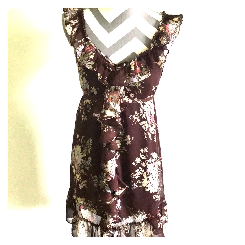 Ruffled flower print dress